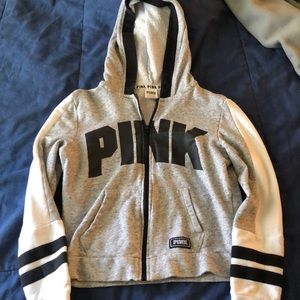 PINK grey zip up hoodie